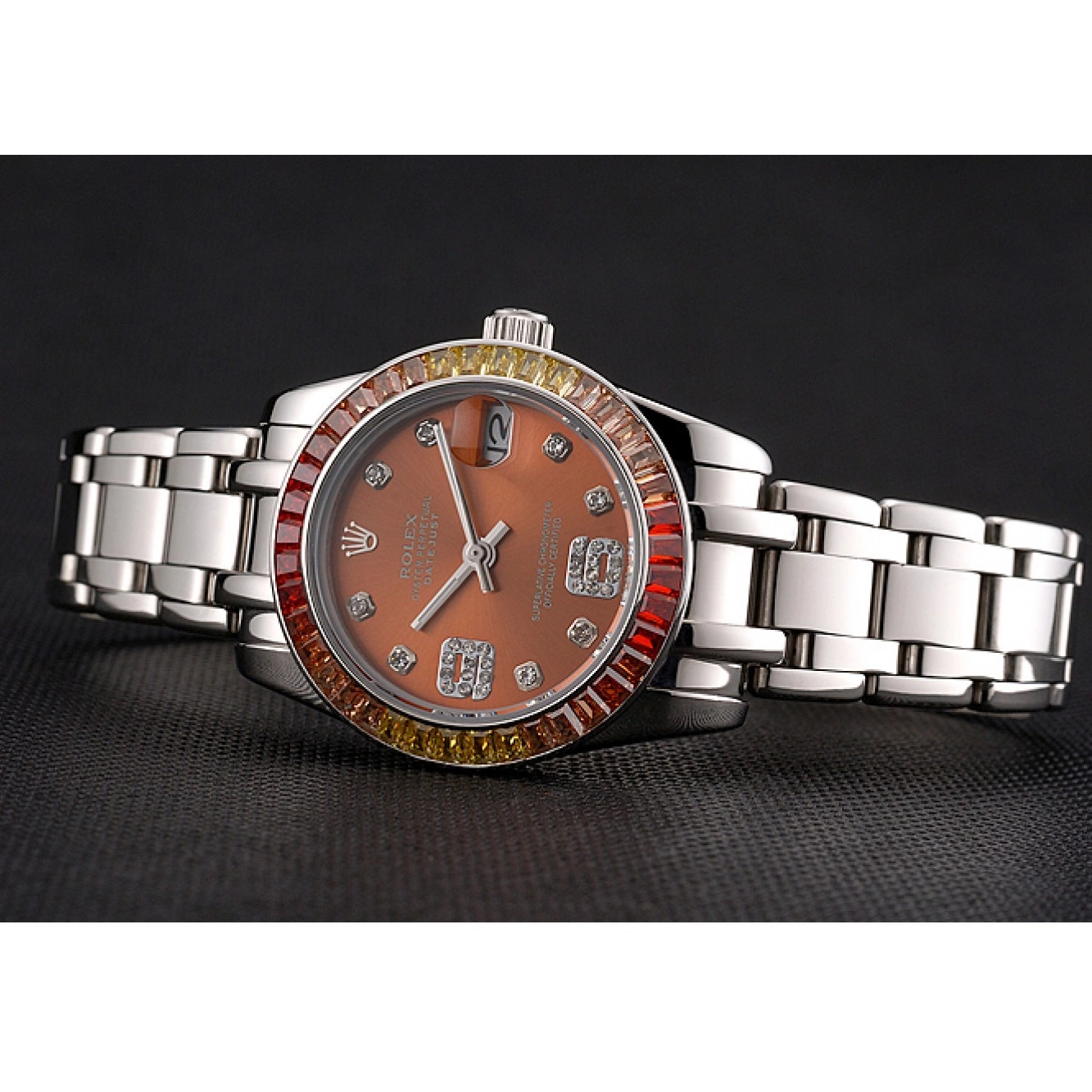Best AAA Replica Sites 39 Stainless Dial And Steel Pearlmaster Datejust Rolex Bracelet Cognac Case 0615